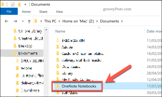 „OneNote“ dokumentų aplankas