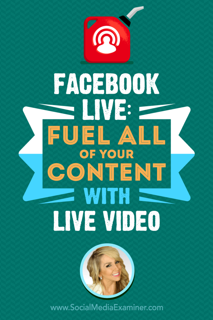 „Facebook Live“: kurkite visą savo turinį naudodami tiesioginį vaizdo įrašą su Chalene Johnson įžvalgomis socialinės žiniasklaidos rinkodaros tinklalaidėje.