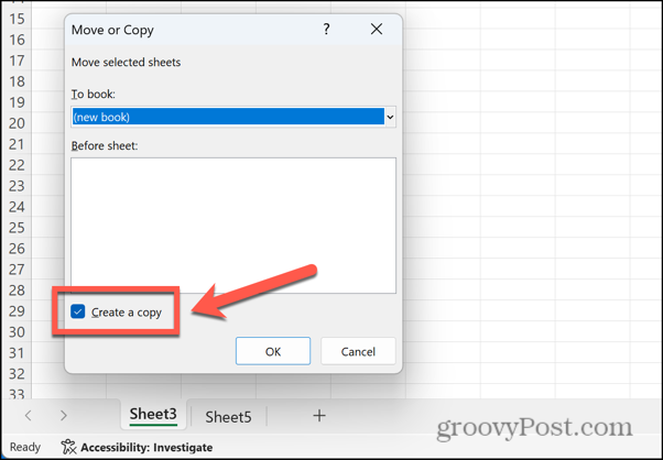 Excel sukurti kopiją patikrinta