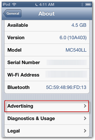 Kaip išjungti skelbimų stebėjimą „iOS 6“