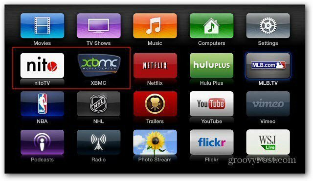 „XBMC Nitro“ piktogramos „Apple TV“