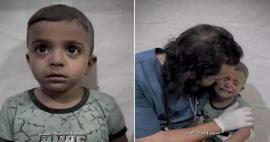 Taip gydytojas bandė nuraminti palestiniečių vaiką, kuris per Izraelio ataką drebėjo iš baimės