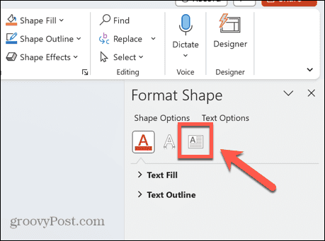 Powerpoint teksto laukelio piktograma