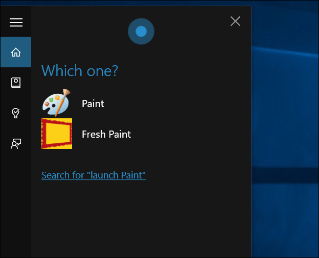 „Cortana“ paleidimo dažai