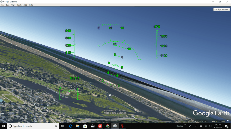 „Google“ žemės skrydžio treniruoklis