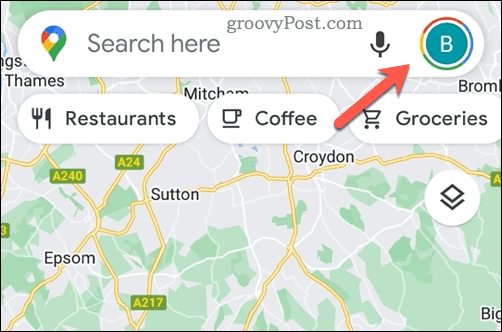 Atidarykite „Google“ žemėlapių profilio piktogramą