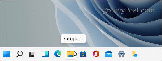 „File Explorer“ piktograma „Windows 11“ užduočių juosta