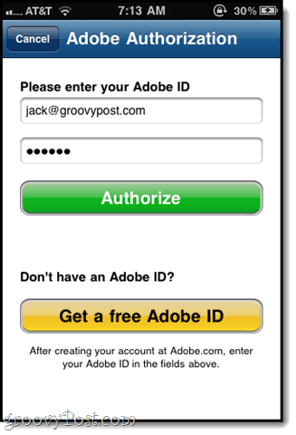 įgalioti su „Adobe ID“