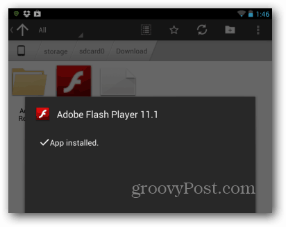 Įdiegta „Android Flash Player“