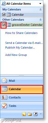 „Outlook 2007“ kalendoriaus ekrano kopija - pridėkite antrąjį kalendorių