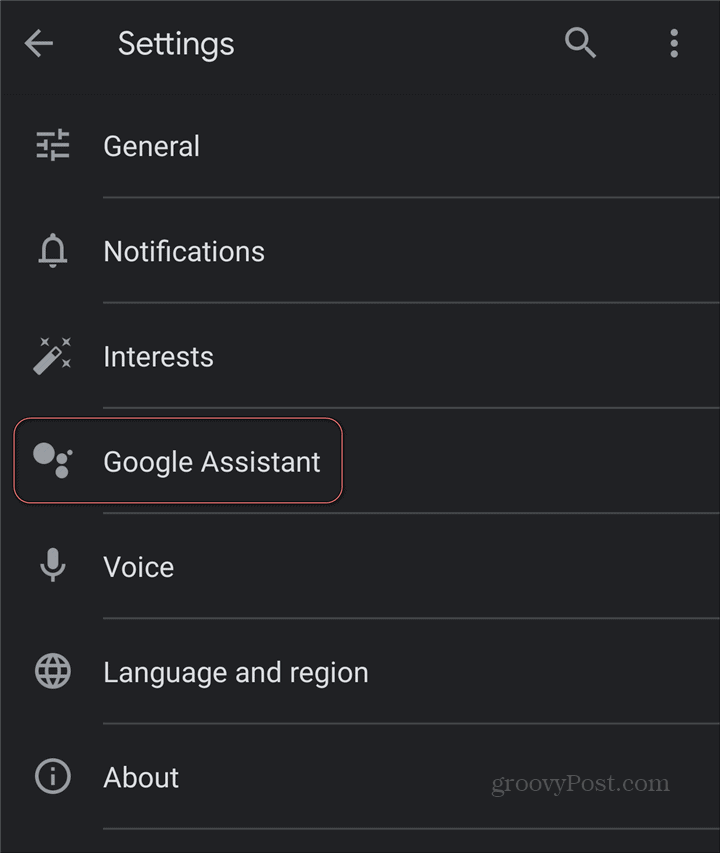 „Google Assistant“ „Google Keep“ nustatymų GA