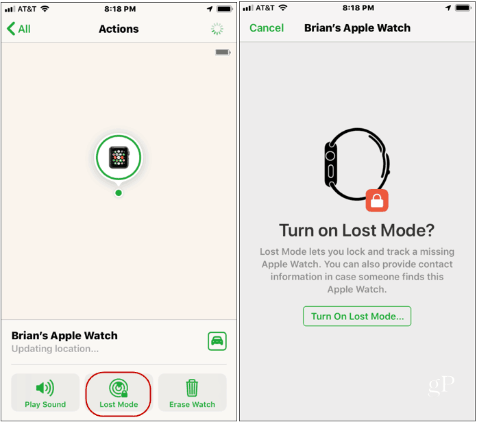 Raskite „Apple Watch_Lost_Mode“