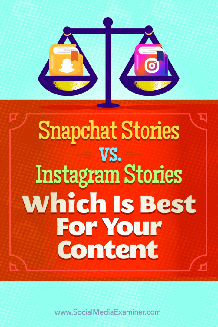 Patarimai dėl „Snapchat Stories“ ir „Instagram Stories“ skirtumų, kurie geriausiai tinka jūsų turiniui.