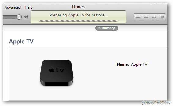 „Apple TV“ atkūrimo progresas