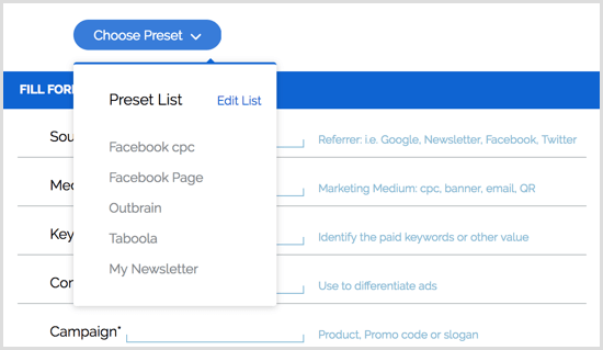 „Google URL Builder“ iš anksto nustatyti „Chrome“ plėtinių nustatymai