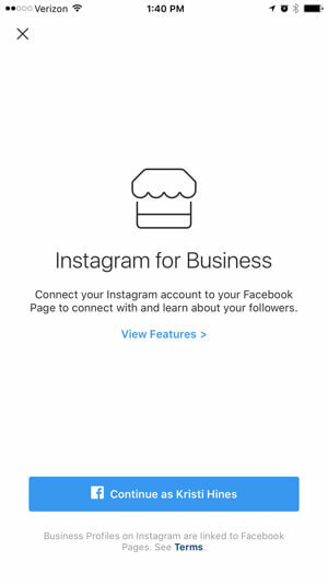 instagram verslo profilis prisijungti prie facebook puslapio