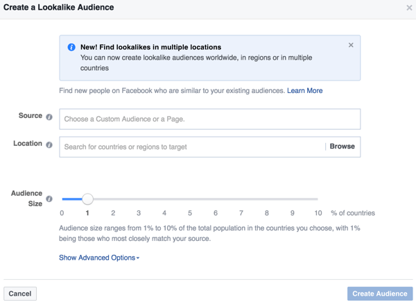 „Facebook“ skelbimų tvarkyklė leidžia jums sukurti panašią auditoriją, panašią į auditoriją, kuri jau bendravo su jūsų verslu.