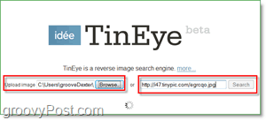 „TinEye“ ekrano kopija - ieškokite savo vaizdo kopijų ir didesnių versijų