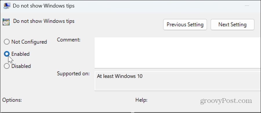 Išjunkite „Windows 11“ patarimų ir pasiūlymų pranešimus
