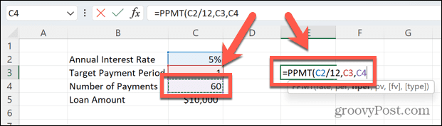 Excel PPMT nper