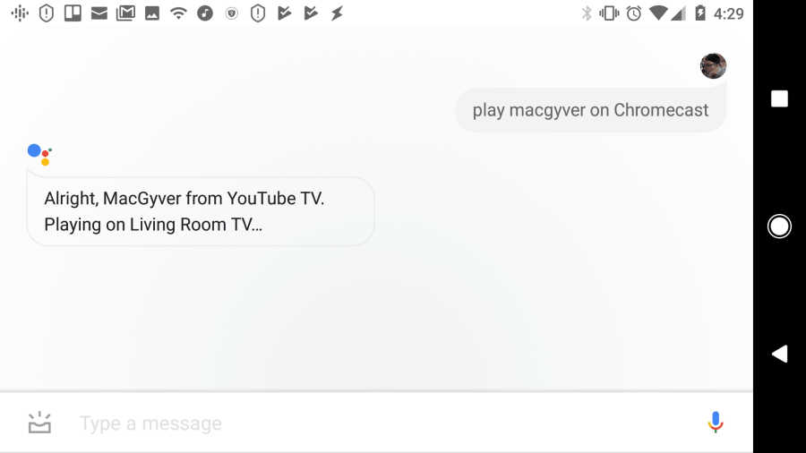 laidų ar filmų ekrano kopija naudojant „Google Assistant“