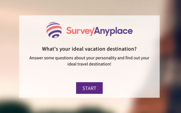 „Survey Anyplace“ klausimyno pavyzdžio peržiūra.