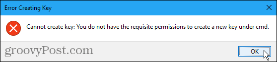 Neįmanoma sukurti pagrindinės klaidos „Windows“ registre