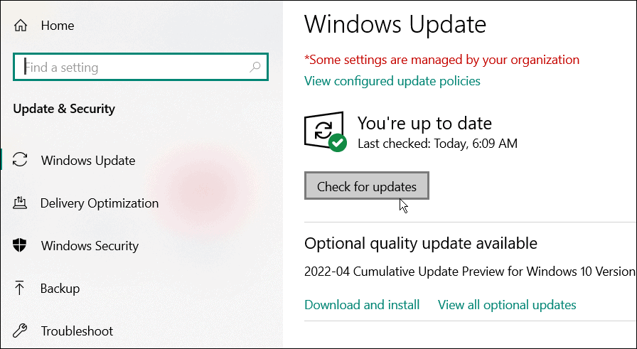 Patikrinkite, ar nėra naujinimų windows 10