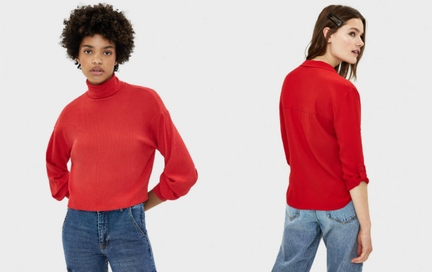 raudonos spalvos megztinis