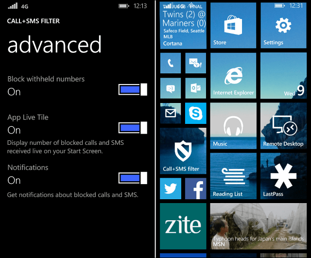 Skambučių blokavimas „Windows Phone 8.1“