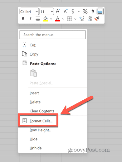 Excel formato langeliai