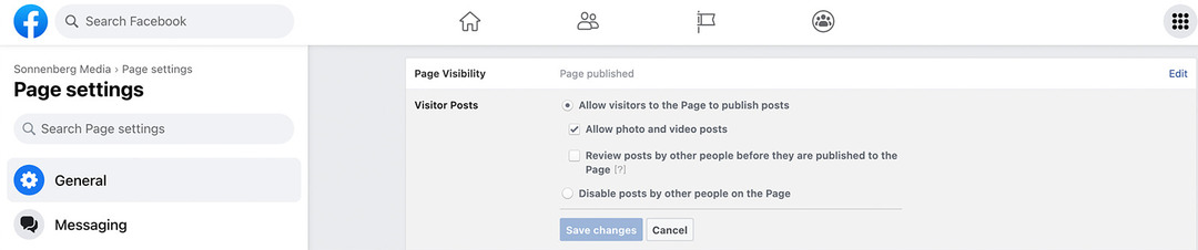 kaip-moderuoti-Facebook-puslapio-pokalbiai-post-review-moderation-classic-pages-experience-page-settings-step-1