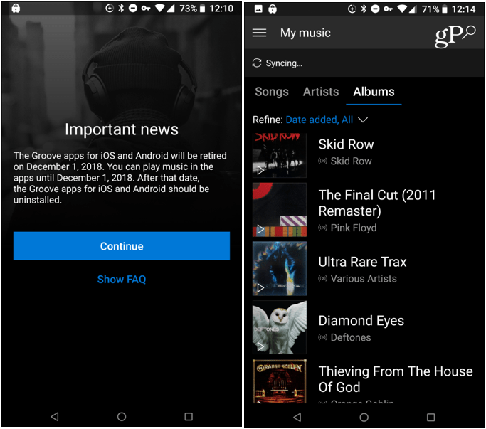 „Groove“ muzikos programa „Android“