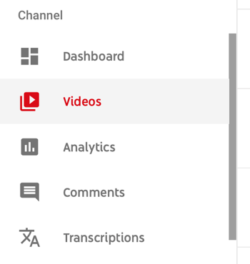 Kaip išplėsti „YouTube“ kanalą naudojant vaizdo įrašų seriją, meniu parinktis, norėdami pasirinkti konkretų „YouTube“ vaizdo įrašą, kad galėtumėte peržiūrėti analizės duomenis