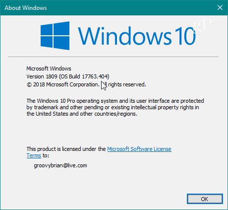 „Windows 10“ versijos 17763–404
