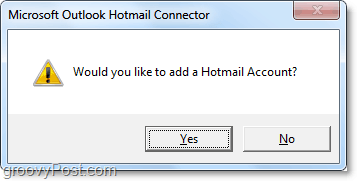 pridėkite „hotmail“ paskyrą, kad galėtumėte naudoti „Connector“ įrankį