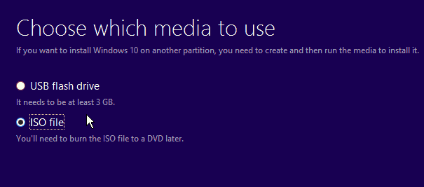 pasirinkti „Windows 10 ISO Media“