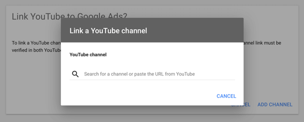 Kaip nustatyti „YouTube“ skelbimų kampaniją, 2 žingsnis, nustatykite „YouTube“ reklamavimą, susiekite „YouTube“ kanalą