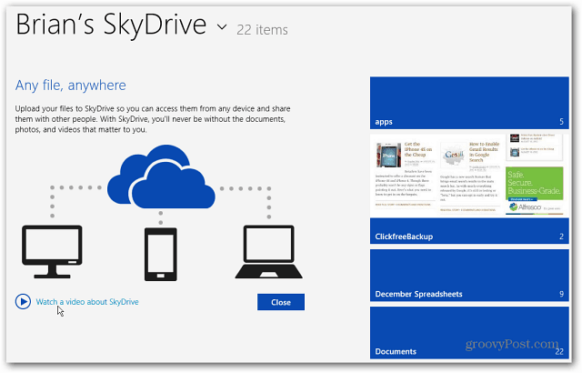Naujas „SkyDrive“ pradžios ekranas