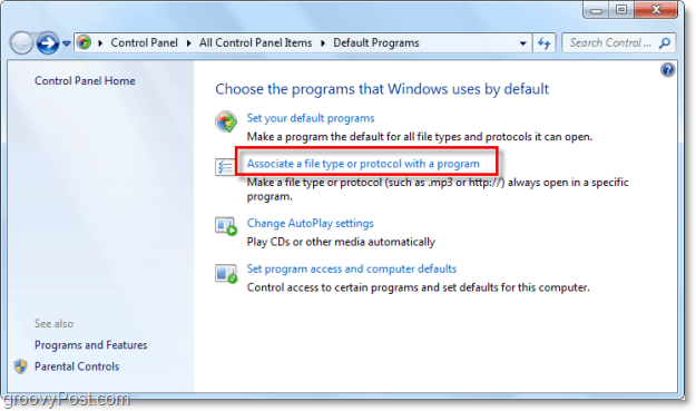 keičiasi failų asociacijos Windows 7