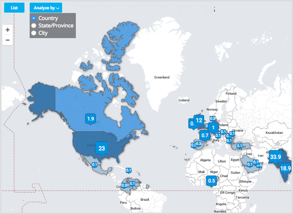 „Tweetsmap“ analizuokite pagal šalis