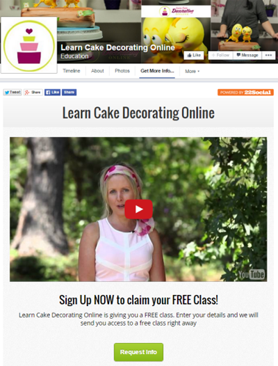 mokykitės torto dekoravimo internetinėje „Facebook“ programoje