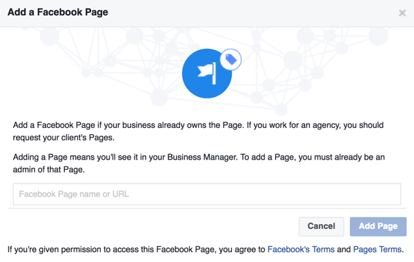 Įveskite „Facebook“ puslapio, į kurį norite pretenduoti, pavadinimą.