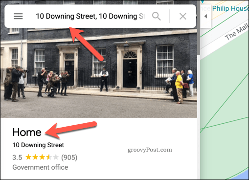 Namų adreso pavyzdys „Google Maps“