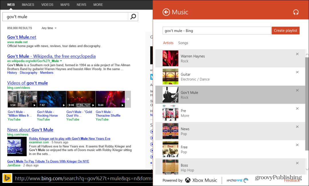 Naudokite Bing kurdami „Xbox“ muzikos grojaraščius „Windows 8.1“