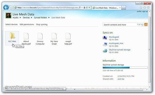 „Windows Live Mesh 2011“, skirta „Mac“: Darbo pradžia