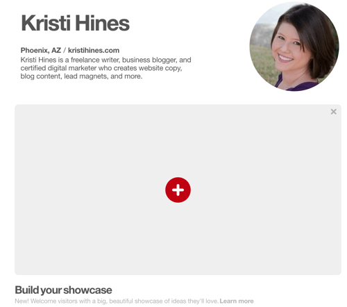 Sužinokite, ar turite „Pinterest Showcase“ funkciją.