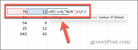 „Excel“ padalijimo formulė su pasirinktomis ląstelėmis