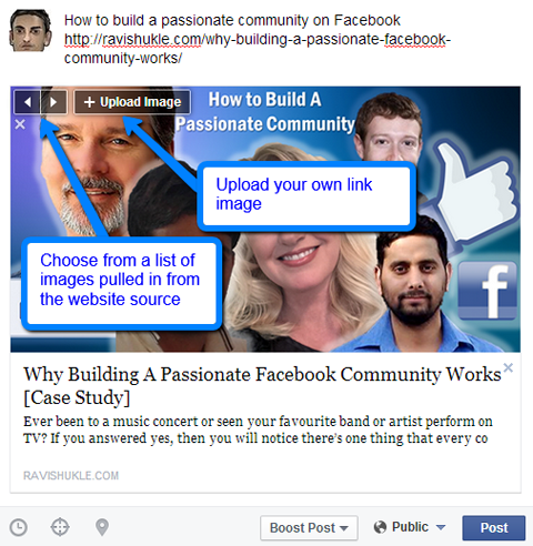 „Facebook“ atnaujinimo paveikslėlio parinktys
