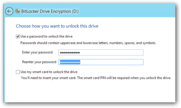 Šifruokite USB atmintinę „Windows 8“